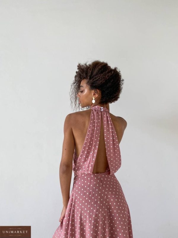купить женское длинное платье с открытыми плечами в розовом цвете по низкой стоимости