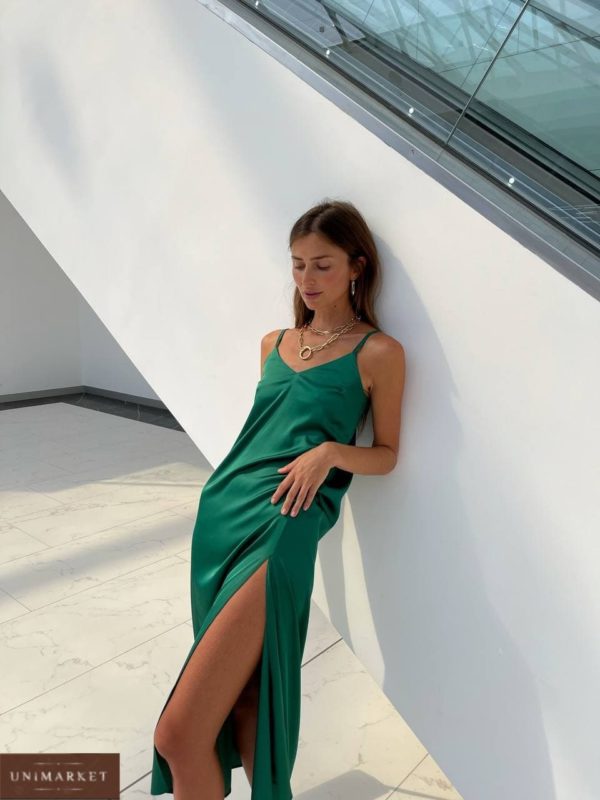 шовкове плаття темно-зеленого кольору з літньої колекції по знижок ціною від Unimarket