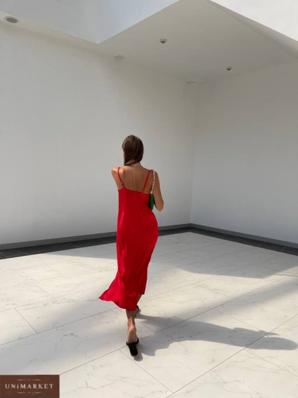 женское красное платье на бретелях по акционной цене в магазине одежды Unimarket