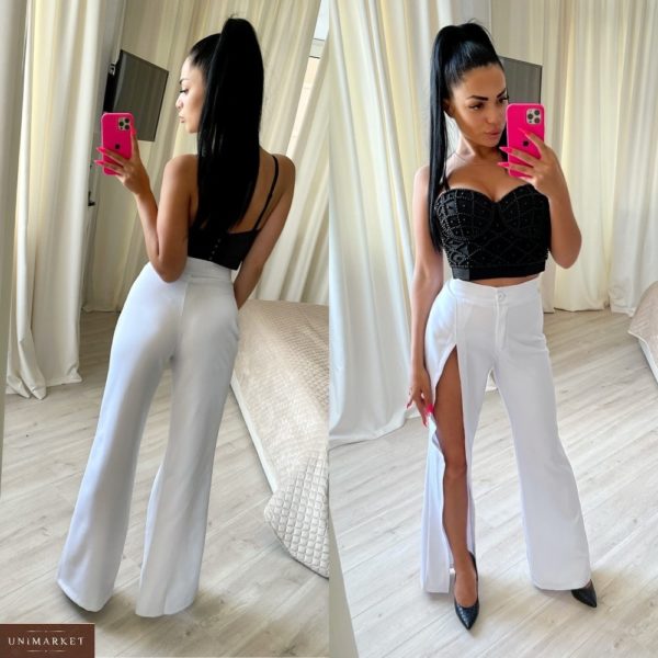 Приобрести в интернете белые брюки с высокими разрезами для женщин