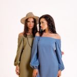 Замовити на літо хакі, синю сукню з льону з довгим рукавом (розмір 42-48) для жінок