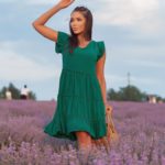 Купити онлайн зелене жіноче літнє плаття з рюшами (розмір 42-52)