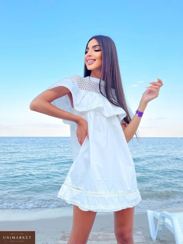 Придбати біле жіноче бавовняне плаття з відкритими плечима в інтернеті