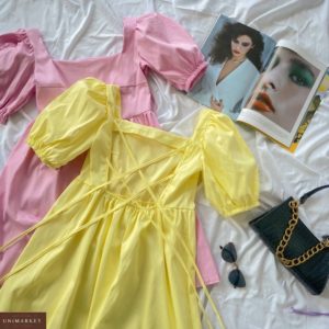 Приобрести желтое, розовое платье с завязками на спине для женщин онлайн