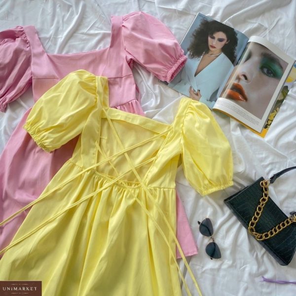 Придбати жовте, рожеве плаття з зав'язками на спині для жінок онлайн