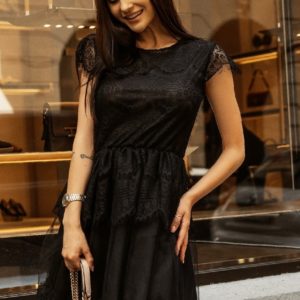 Купить по скидке черное нежное кружевное платье для женщин