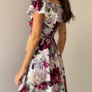 Заказать цвета марсала женское цветочное платье со шнуровкой в интернете