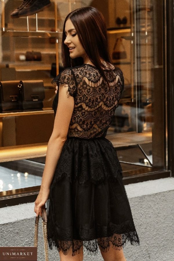 Придбати вигідно чорне жіноче ніжне мереживне плаття