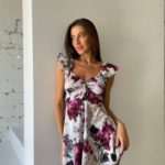 Купити онлайн квіткове плаття зі шнурівкою для жінок марсала