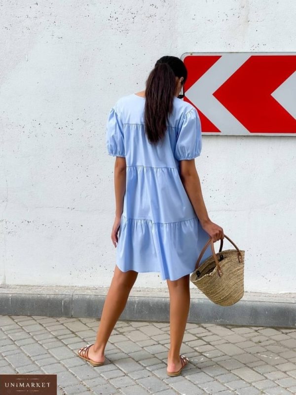 Придбати блакитне жіноче плаття оверсайз з котону (розмір 42-48) в Україні
