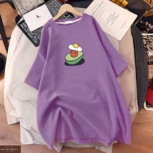Купить онлайн фиолет платье-футболку с принтом для женщин