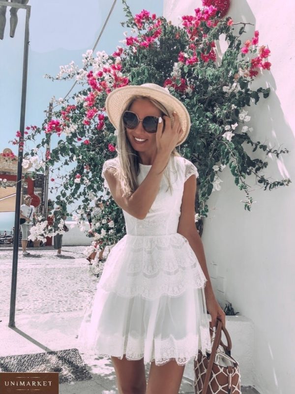 Купити біле жіноче ніжне мереживне плаття в інтернеті