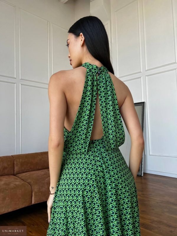 Купити в інтернеті зелену Літню довгу сукню зі спідницею для жінок онлайн