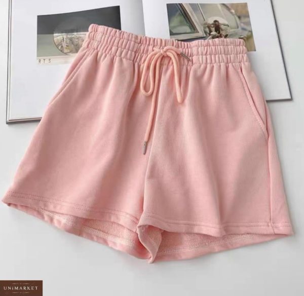Заказать пудра женские однотонные шорты из двухнити в интернете