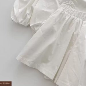 Купить женский белый летний костюм их коттона онлайн