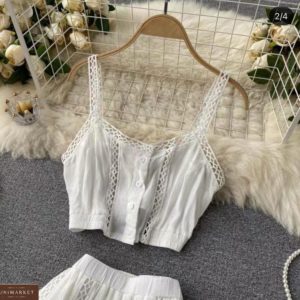 Приобрести белый женский летний костюм из льна в интернете