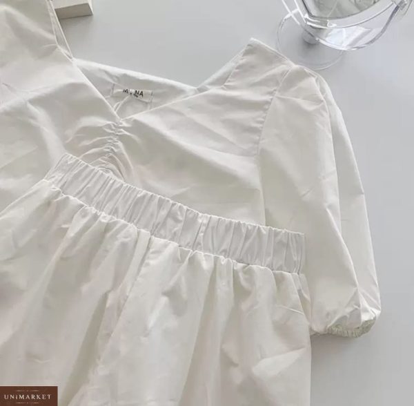 Заказать белого цвета летний костюм их коттона для женщин онлайн