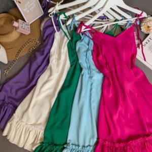 Купити беж, фіолет, малина плаття з штапеля на бретельках для жінок в Україні