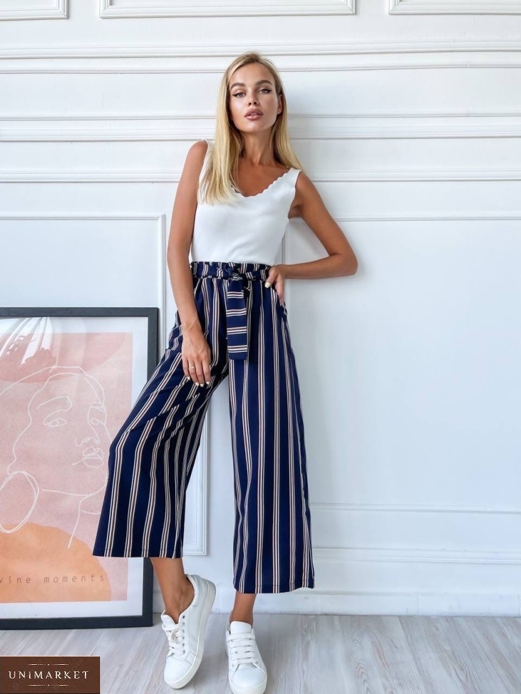 Женские Полосатые брюки кюлоты купить в онлайн магазине - Unimarket