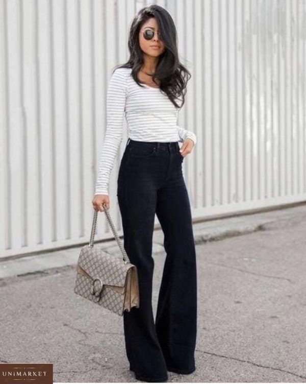 Купити зі знижкою чорні розкльошені джинси скинни для жінок