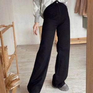 Купить джинсы «палаццо» черные онлайн для женщин