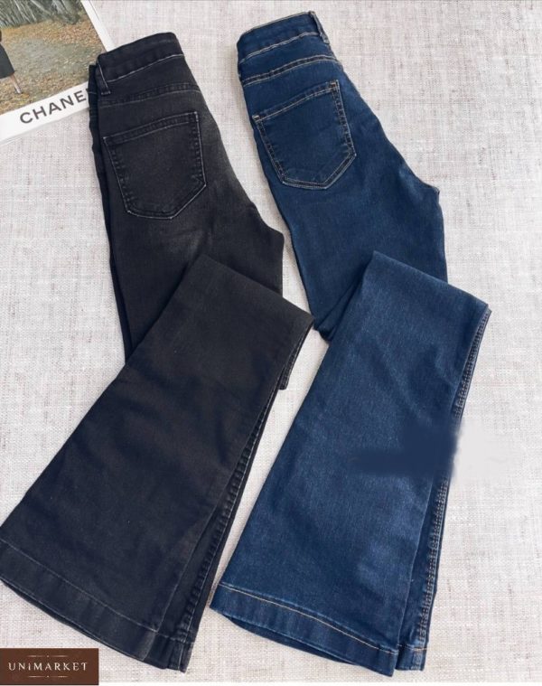 Замовити чорні, сині жіночі розкльошені джинси скинни в Україні