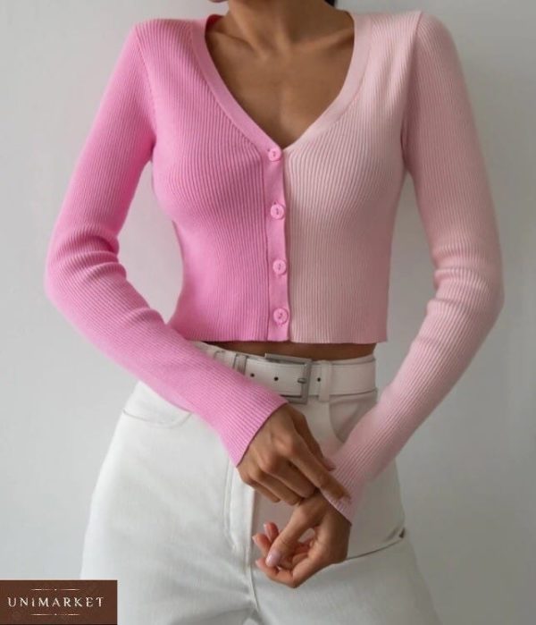 Заказать розовую женскую двухцветную кофту-топ недорого