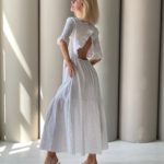 Замовити онлайн біле бавовняне плаття максі з відкритою спиною (розмір 42-48) для жінок