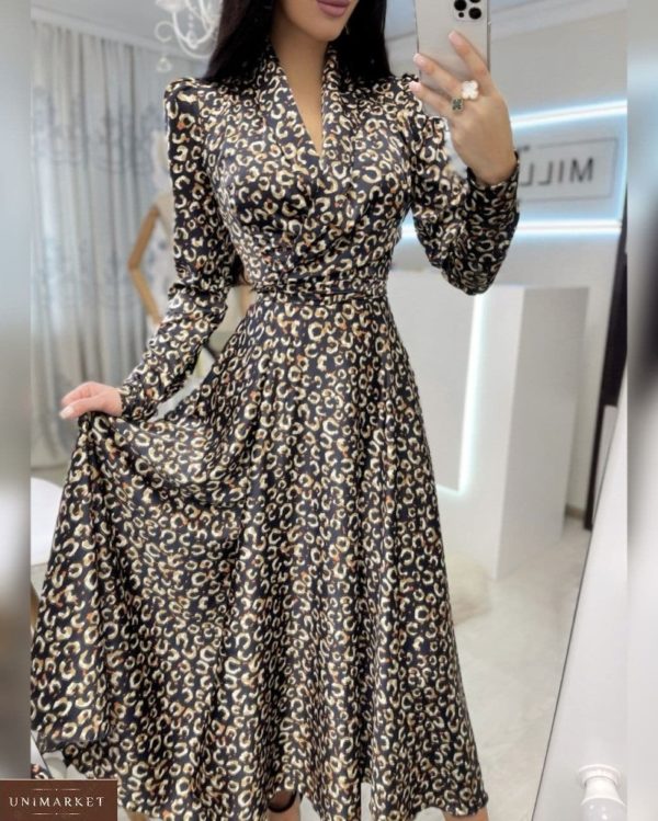 Купить черно-коричневое женское шелковое платье люкс качества в Украине