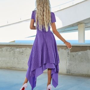 Купити фіолетове жіноче асиметричне плаття з прошви (розмір 42-54) по знижці