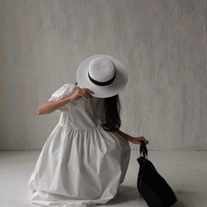 Купити онлайн біле плаття оверсайз з бавовни (розмір 42-52) для жінок
