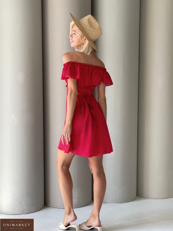 Приобрести красное женское летнее платье в горошек из штапеля выгодно