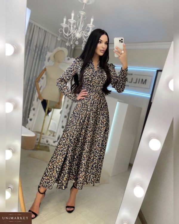 Приобрести недорого леопардовое шелковое платье люкс качества для женщин