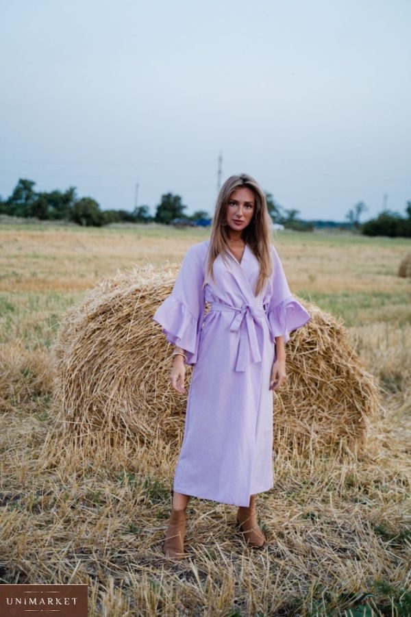 Заказать в интернете лиловое платье-кардиган из габардина для женщин