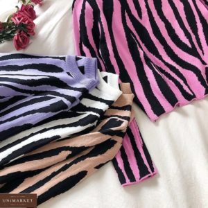 Замовити онлайн рожевий светр з принтом зебра для жінок