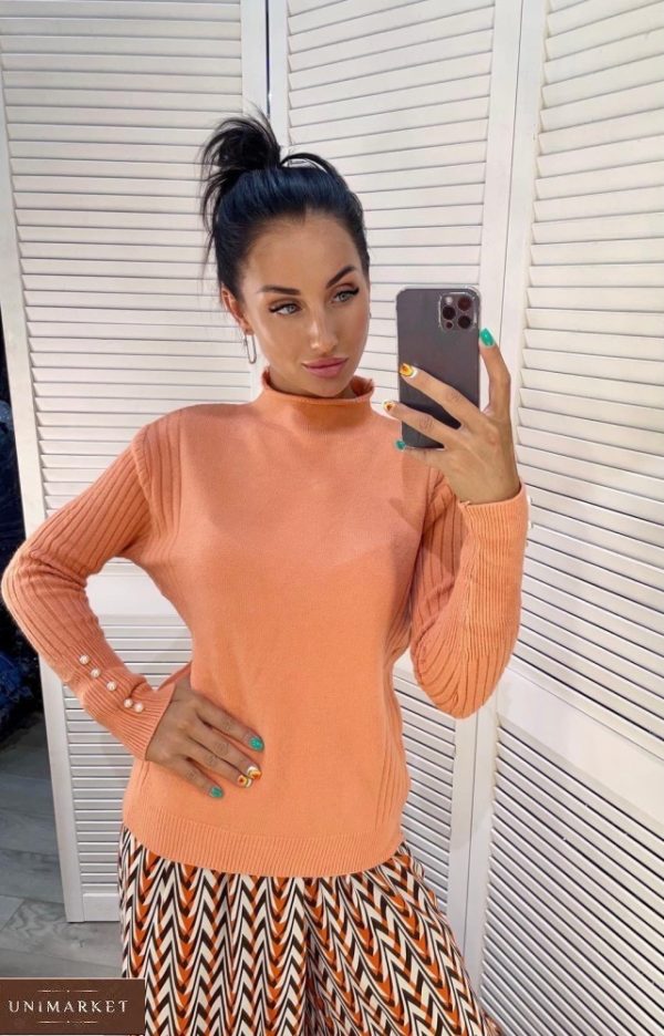 Замовити онлайн помаранчевий светр з коміром стійкою для жінок светр з коміром стійкою
