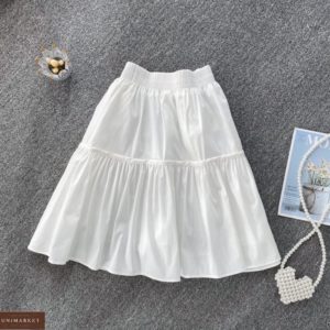 Заказать онлайн женскую белую коттоновую юбку на резинке