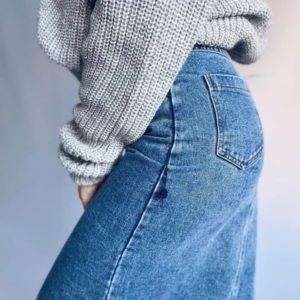 Приобрести голубую женскую юбку джинсовую миди в интернете