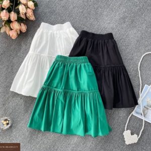 Приобрести зеленую, белую, черную коттоновую юбку на резинке выгодно для женщин