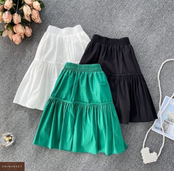 Приобрести зеленую, белую, черную коттоновую юбку на резинке выгодно для женщин