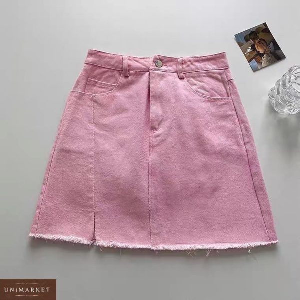 Приобрести выгодно розовую юбку из джинса бенгалин для женщин