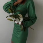 купити плаття міді з довгим рукавом смарагдового кольору за низькою вартістю
