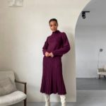 заказать женский костюм вязанный юбка + свитер цвета бордо с быстрой доставкой по Украине