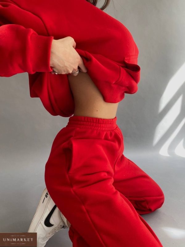 вільний прогулянковий костюм жіночий червоного кольору за вигідною ціною в онлайні