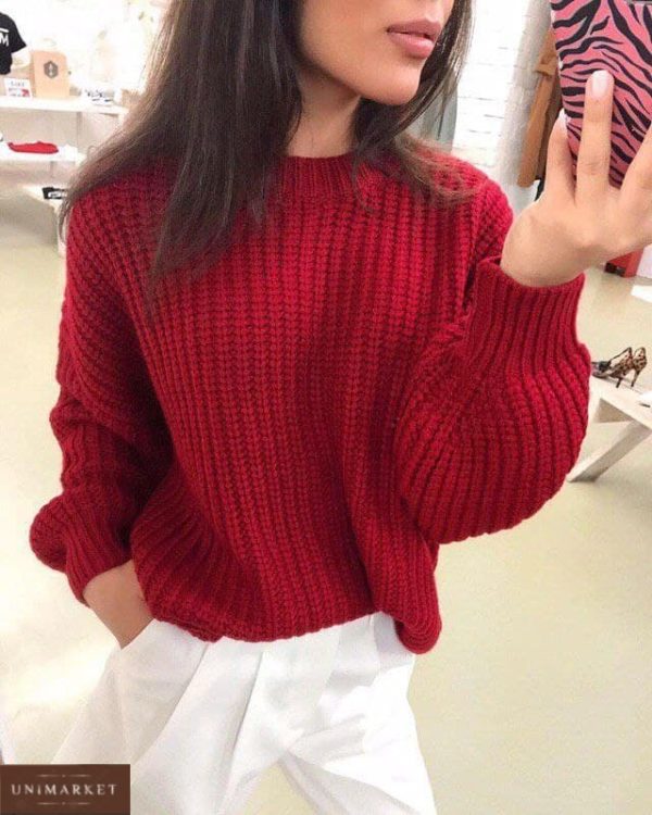 свитер женский цвета бордо размера оверсайз по доступной цене со склада