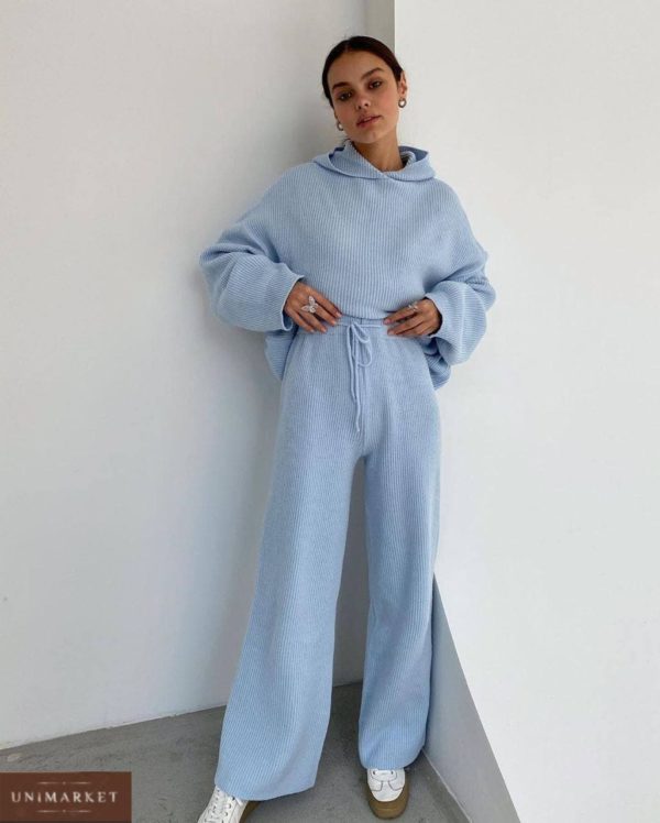 блакитний в'язаний костюм для жінок з колекції осінь 2021 магазину Unimarket зі знижкою