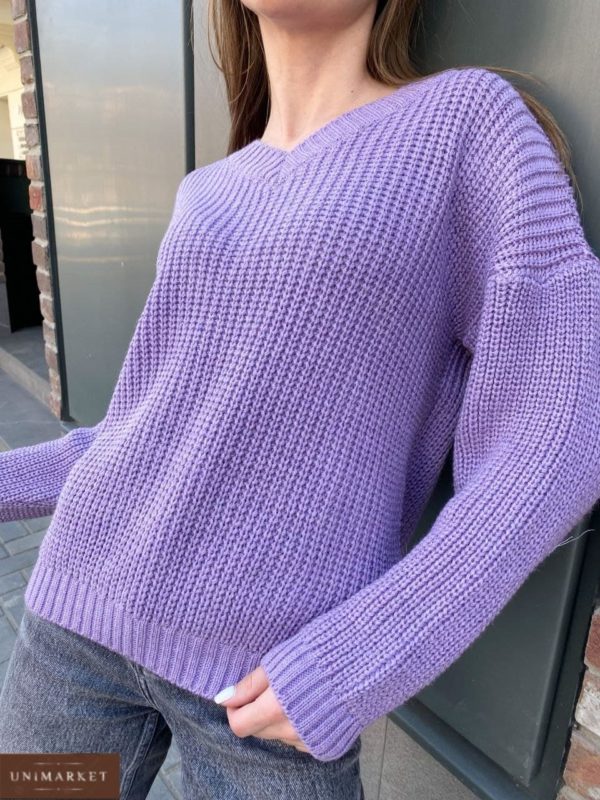 женский свитер свободного кроя лилового цвета по цене со склада в онлайн магазине