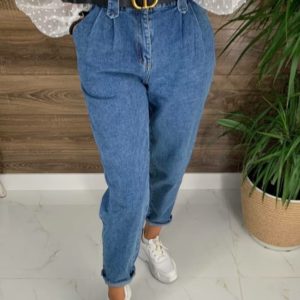 Придбати жіночі сині джинси з защипами (розмір 42-48) вигідно