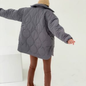 Замовити сіру жіночу куртку стежку на флісі (розмір 42-48) онлайн