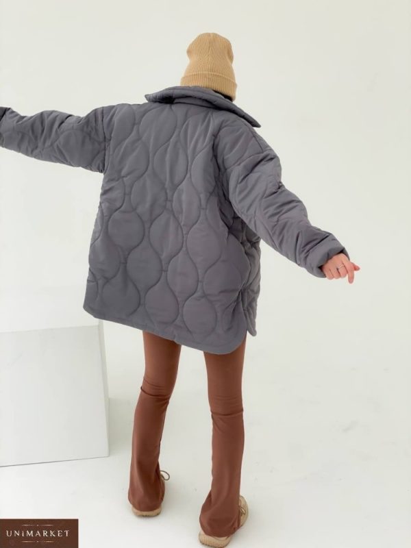 Заказать серую женскую куртку стежку на флисе (размер 42-48) онлайн